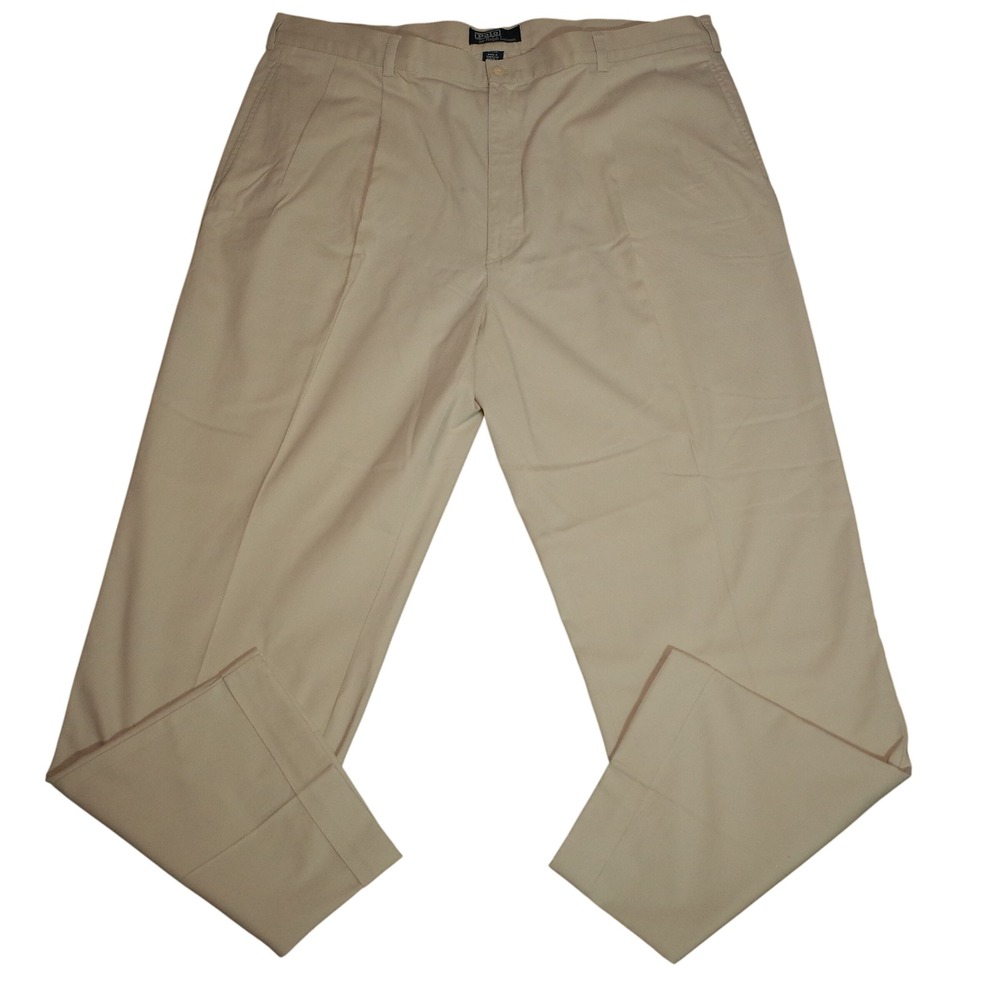 Polo Ralph Lauren Chinos Men's 42x32 Pleated Cuffed Relaxed Fit Light Khaki